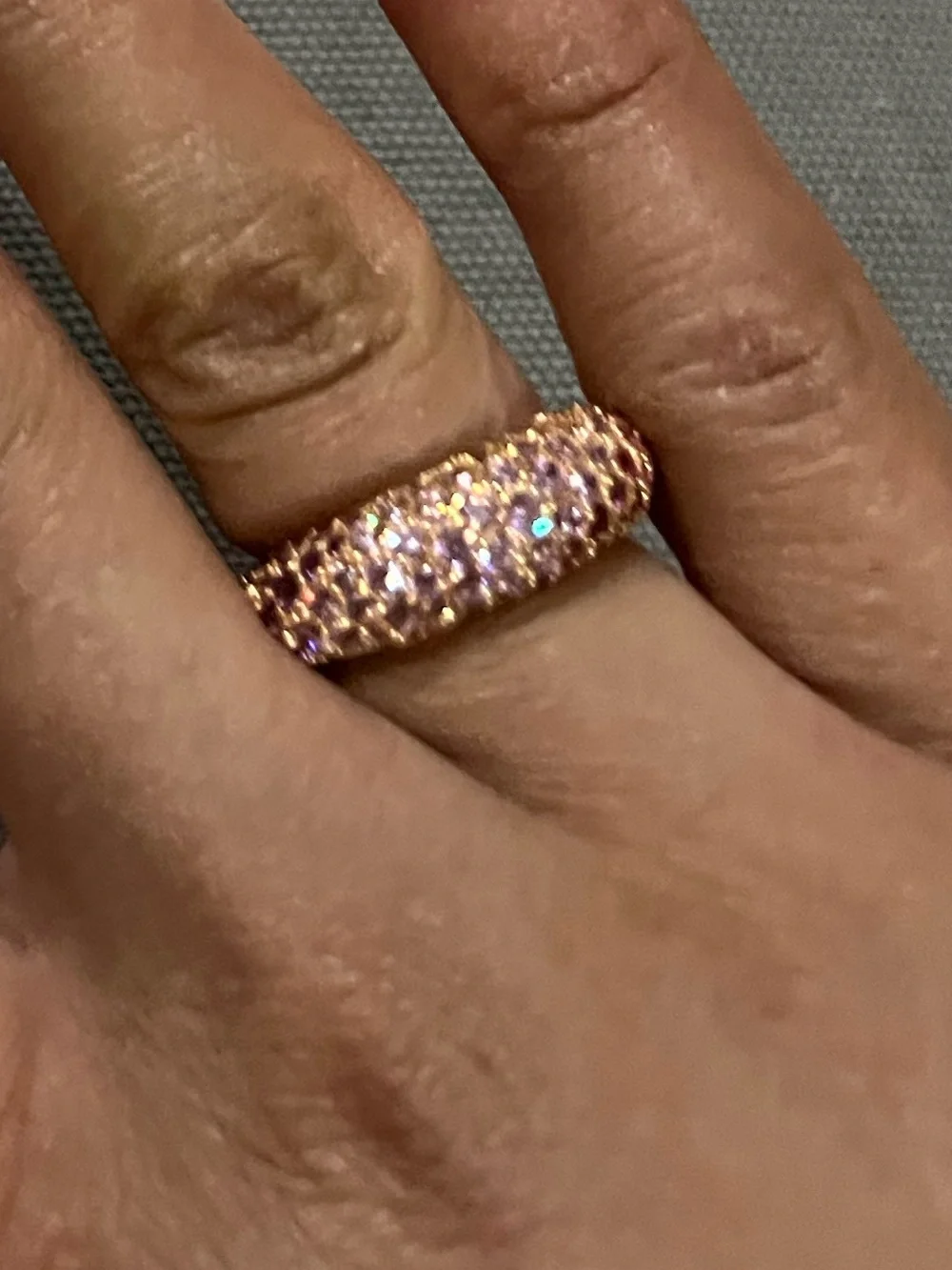 Michael Kors Gold Ring Pendant with Pink and Purple Pavé Stones